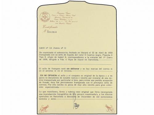 ✉ ESPAÑA. Ed. 1A. 1850. MATARÓ a BARCELONA. 6 cuartos negro 