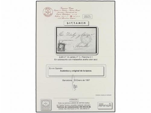 ✉ ESPAÑA. Ed. 1A. 1850. BARCELONA a SEVILLA. 6 cuartos negro