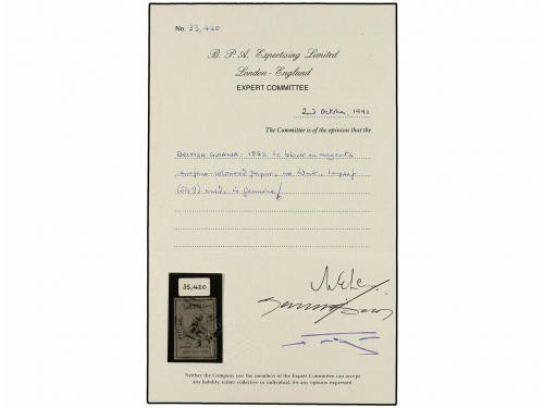 ° GUAYANA BRITANICA. Sg. 9. 1852. 1 cent. black on magenta. 