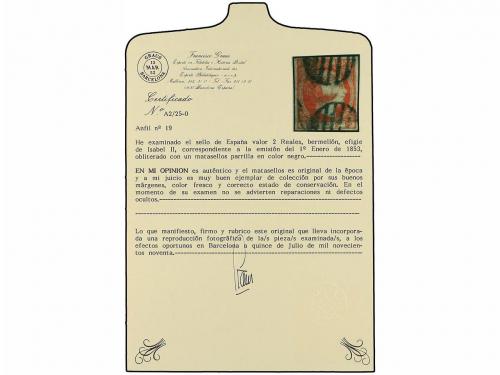 ° ESPAÑA. Ed. 19. 2 reales bermellón. MUY BONITO EJEMPLAR. C