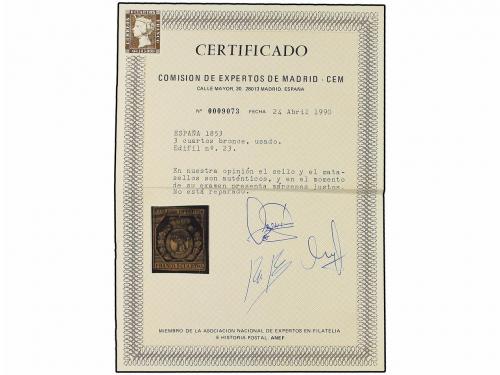 ° ESPAÑA. Ed. 23. 3 cuartos bronce. Márgenes ajustados alred