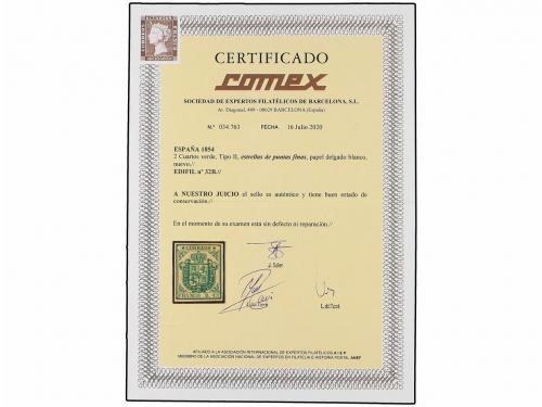 * ESPAÑA. Ed. 32B. 2 cuartos verde, tipo II. ESTRELLAS DE PU