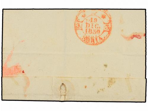 ✉ ESPAÑA. Ed. 1. 1850. 6 cuartos negro, mat. ARAÑA y fechado