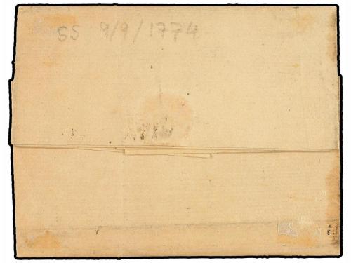 ✉ ESPAÑA: PREFILATELIA. 1774. SAN SEBASTIÁN a BORDEAUX. Marc