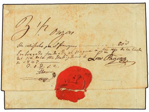 ✉ ESPAÑA: PREFILATELIA. 1847. BARCELONA a LA HABANA. REGISTR