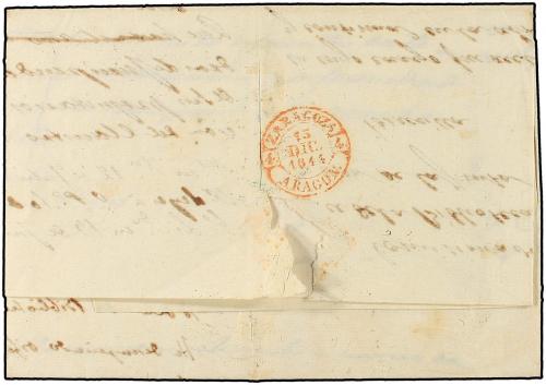 ✉ ESPAÑA: PREFILATELIA. 1844. MADRID a ZARAGOZA. Marca de FR