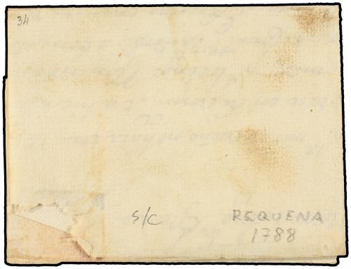 ✉ ESPAÑA: PREFILATELIA. 1788. REQUENA a VALENCIA. Marca VALE