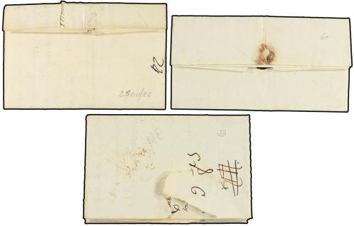 ✉ ESPAÑA: PREFILATELIA. 1800-1840. Tres cartas con diferente
