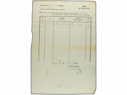 ✉ ESPAÑA. 1856. LÉRIDA a BERGA. Impreso CERTIFICADO-GIRO MUT