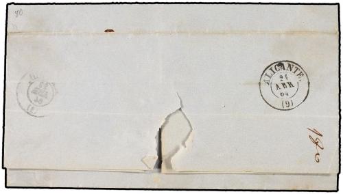 ✉ ESPAÑA. Ed. 58+64. 1864 (23 Abril). MADRDI a ALICANTE. 4 c