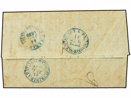 ✉ PUERTO RICO. 1850. HUMACAO a LA HABANA. Marca HUMACAO line