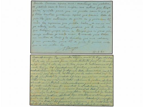 ✉ ESPAÑA GUERRA CIVIL. 1940-41. Dos tarjetas postales enviad