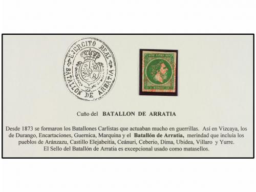 ° ESPAÑA. Ed. 160. 50 cts. verde. Mat. ovalado EJERCITO REAL