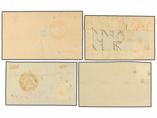 ✉ ESPAÑA. Ed. 1 y 1A. 1850. 6 cuartos negro. Tres FRONTALES 