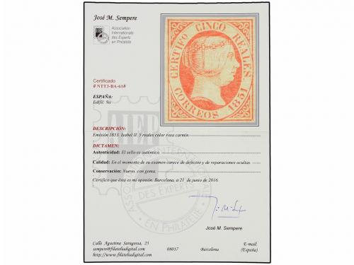 * ESPAÑA. Ed. 9. 5 reales rojo, goma original, buenos márgen