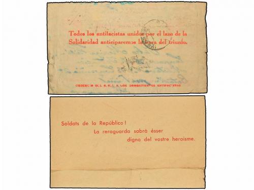 ✉ ESPAÑA GUERRA CIVIL. Dos cartas-sobre del S.R.I. una en nu