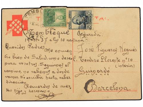 ✉ ESPAÑA GUERRA CIVIL. 1937. Tarjeta Postal "Colabora con el