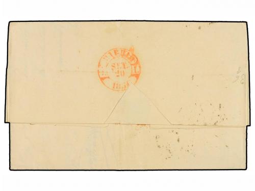 ✉ ESPAÑA. Ed. 6. 1851. BARCELONA a MADRID. 6 cuartos negro, 