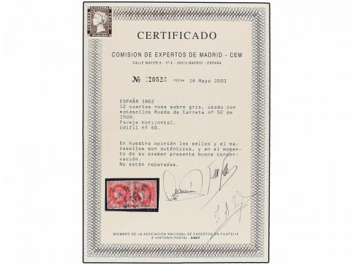 ° ESPAÑA. Ed. 60 (2). 19 cuartos rosa. Pareja, mat. R.C. 50 