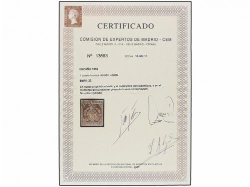 ° ESPAÑA. Ed. 22. 1 cuarto bronce dorado. Color y márgenes p