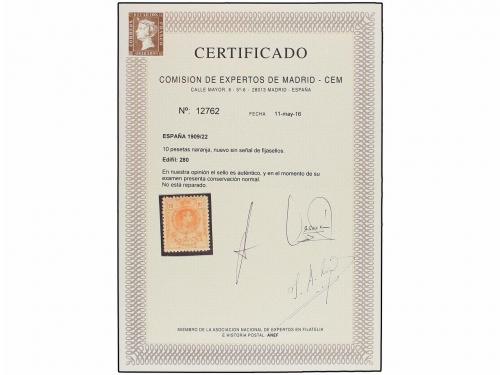 ** ESPAÑA. Ed. 280. 10 pts. naranja. Excepcional color y cen