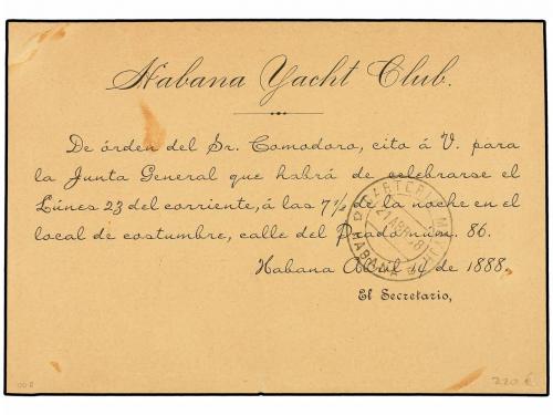 ✉ CUBA. 1888. HABANA correo interior. Entero Postal de 2 ctv