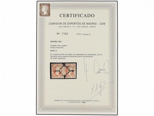 ° ESPAÑA. Ed. 9 (2). 5 reales rosa. Pareja horizontal. MAGNÍ