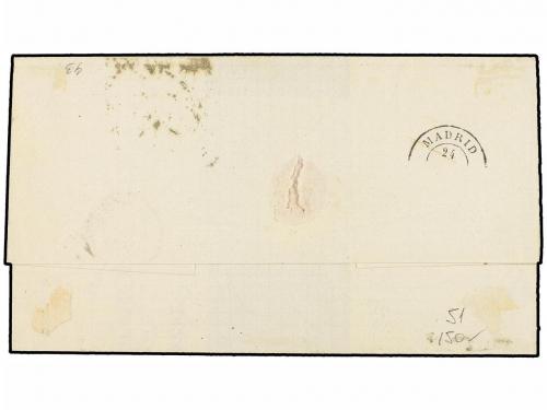 ✉ ESPAÑA. Ed. 51 (2). 1862. CÁDIZ a MADRID. 2 cuartos verde 