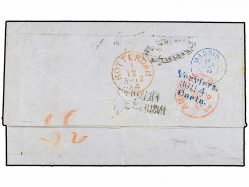 ✉ ESPAÑA. Ed. 65 (2). 1865. MÁLAGA a HOLANDA. 12 cuartos ver