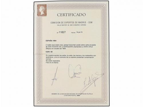 ✉ ESPAÑA. Ed. 68 (2). 1864. SAN VICENTE DE LA BARQUERA a MÉX