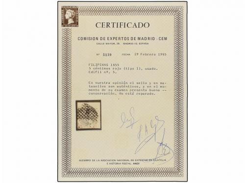 ° COLONIAS ESPAÑOLAS: FILIPINAS. Ed. 5. 5 cuartos rojo, gran