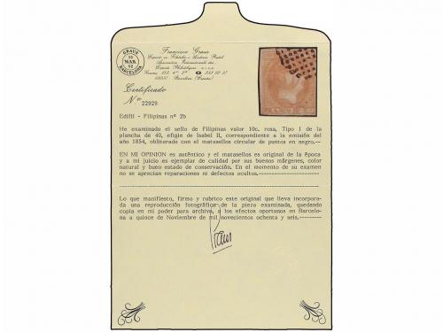 ° COLONIAS ESPAÑOLAS: FILIPINAS. Ed. 2b. 10 ctvos. rosa. Muy