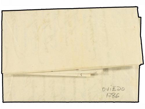✉ ESPAÑA: PREFILATELIA. 1786. OVIEDO a ST. QUENTIN. Marca +/