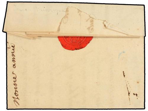 ✉ ESPAÑA: PREFILATELIA. 1759. MAHÓN a TOULON. OCUPACIÓN FRAN