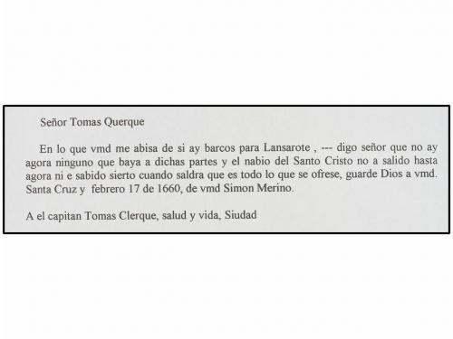✉ ESPAÑA: PREFILATELIA. 1660 (17 Febrero). SANTA CRUZ DE TEN