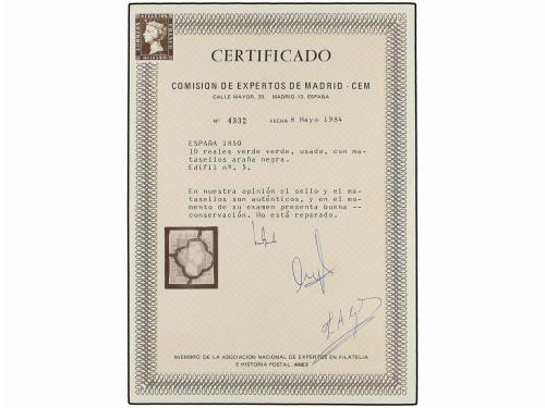 ° ESPAÑA. Ed. 5. 10 reales verde. MAGNÍFICO EJEMPLAR. Cert. 