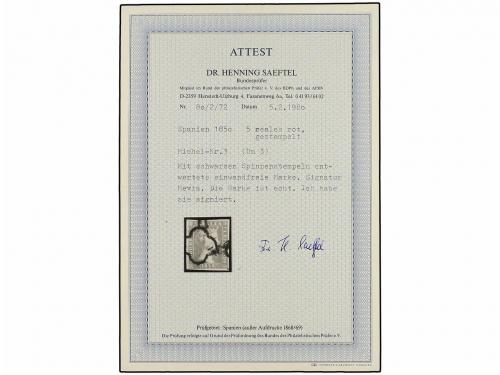 ° ESPAÑA. Ed. 3. 5 reales rojo, grandes márgenes. Muy bonito