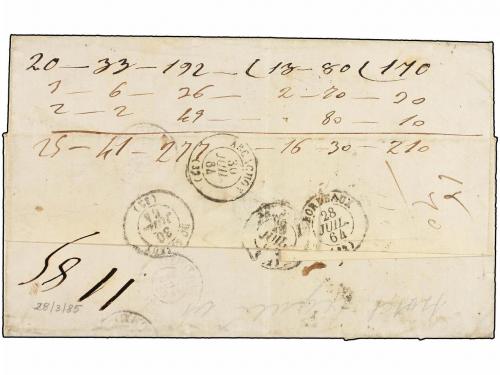 ✉ ESPAÑA. Ed. 65 (2). 1864. MADRID a FRANCIA. 12 cuartos ver