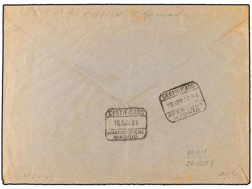 ✉ ESPAÑA. Ed. 312, 317 (2). 1928. CACÍN a MADRID. 5 cts. y 2