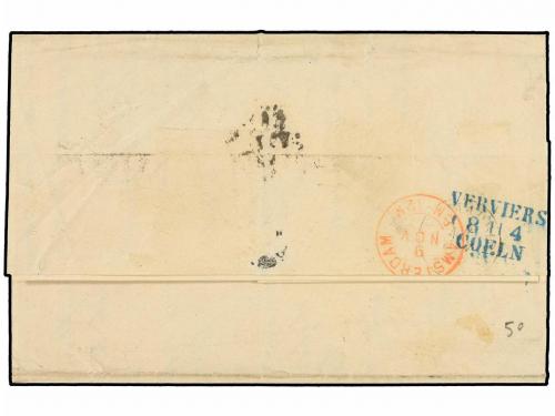 ✉ ESPAÑA. Ed. 89 (2), 96. 1867. MÁLAGA a AMSTERDAM. 50 mils.