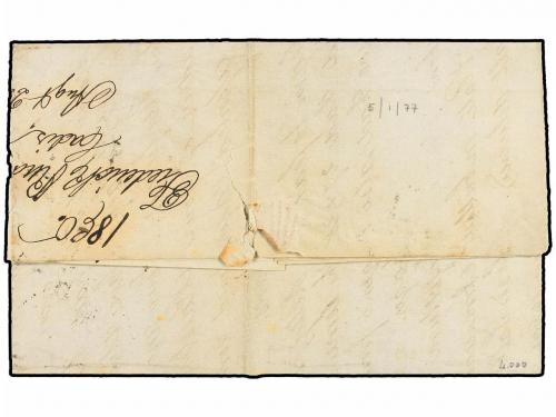 ✉ ESPAÑA. Ed. 56 (2). 1860. CÁDIZ a NEW YORK. 2 reales lila.