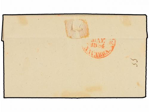 ✉ ESPAÑA. Ed. 24. 1854. BORJA a TUDELA. 6 cuartos rojo. Mat.