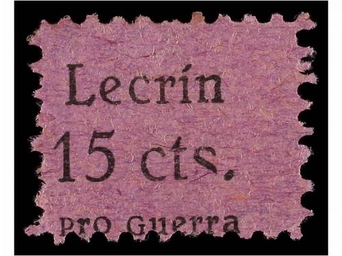 ESPAÑA GUERRA CIVIL. LECRÍN. 15 cts. negro s. violeta. Pro G