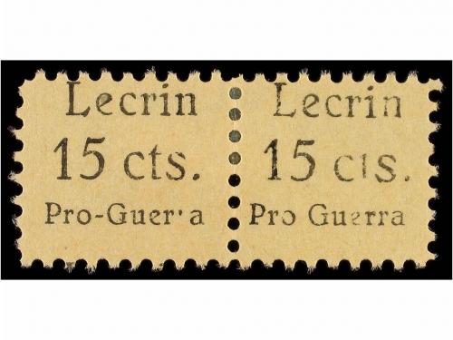 ESPAÑA GUERRA CIVIL. LECRÍN. 15 cts. negro. Pro Guerra. Pare
