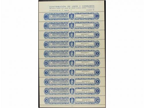 ESPAÑA: FISCALES. IMPUESTO SOBRE EL ALCOHOL 1965. Escudo y Á