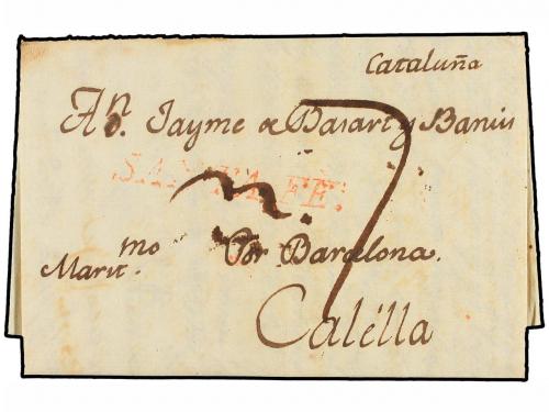✉ COLOMBIA. 1803. CARTAGENA DE INDIAS a CALELLA (España). Ma