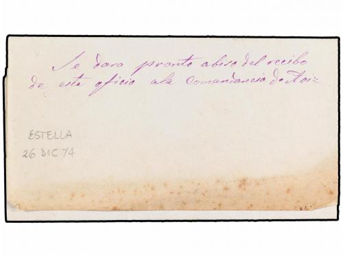 ✉ ESPAÑA. 1874. ESTELLA a VALCARLOS. Franquicia COMISION DE 