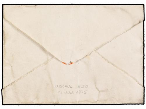 ✉ ESPAÑA. 1875. URRAUL ALTA a LUMBIER. Marca de la Alcaldia 