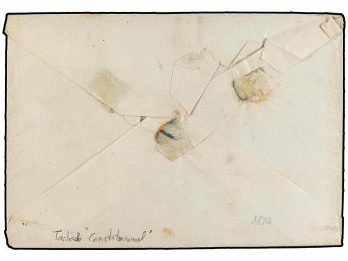 ✉ ESPAÑA. 1874. ZUBIETA a EZCURRA. Franquicia ALCALDIA CONST