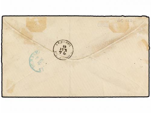 ✉ ESPAÑA. 1874. CASTILLO DE ELEJABEITIA a BAYONA. Marca de c